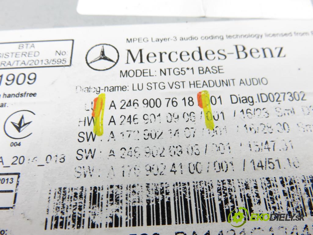 MERCEDES-BENZ KLASA A (W176) HB 2017 66,00 A 160 CDI / d (176.011) 90 - OM 607.951 1461,00 RADIO 2469007618 ; 2469010906