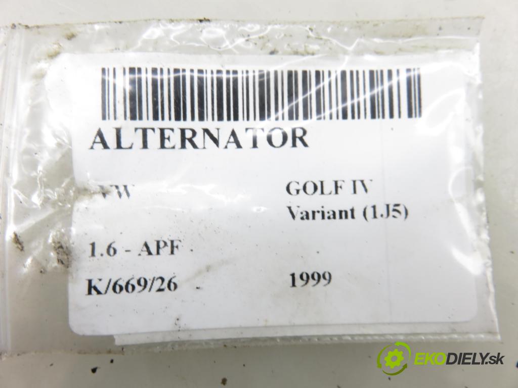 VW GOLF IV Variant (1J5) KOMBI 1999 74,00 1.6 - APF 1595,00 Alternátor 028903028D ; 0124325003 (Alternátor)