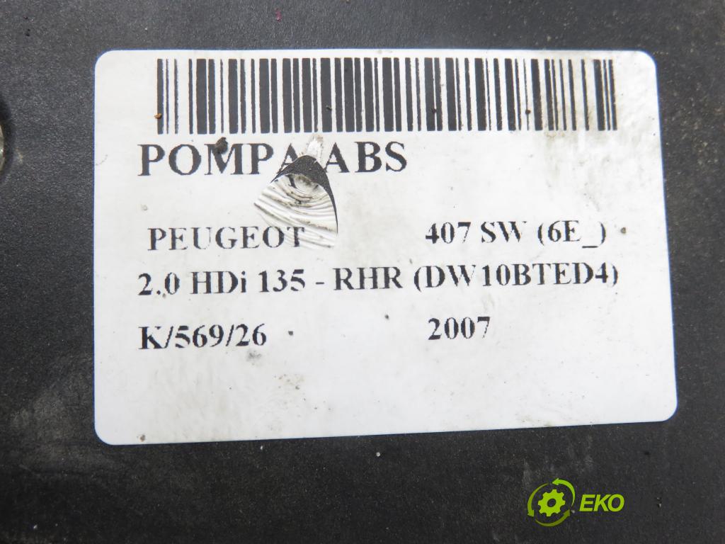 PEUGEOT 407 SW (6E_) KOMBI 2007 100,00 2.0 HDi 135 - RHR 1997,00 Pumpa ABS 9663894080 ; 0265950659 ; 0265235273 (Pumpa ABS)