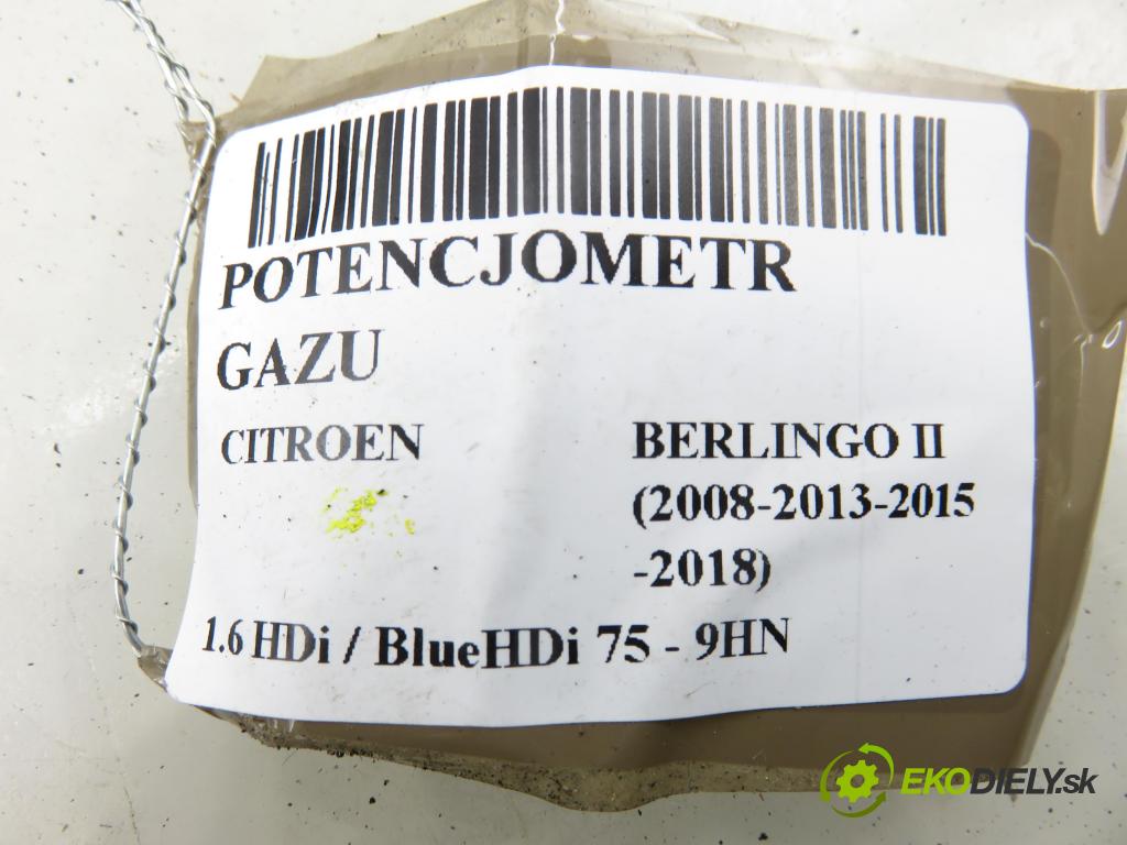 CITROEN BERLINGO Nadwozie pełne/minivan (B9) FURGON 2011 55,00 1.6 HDi / BlueHDi 75 - 9HN (DV6ETED) 1560,00 potenciometr plynového pedálu 0280755166 ; 9671416780 (Potenciometr plynového pedálu)