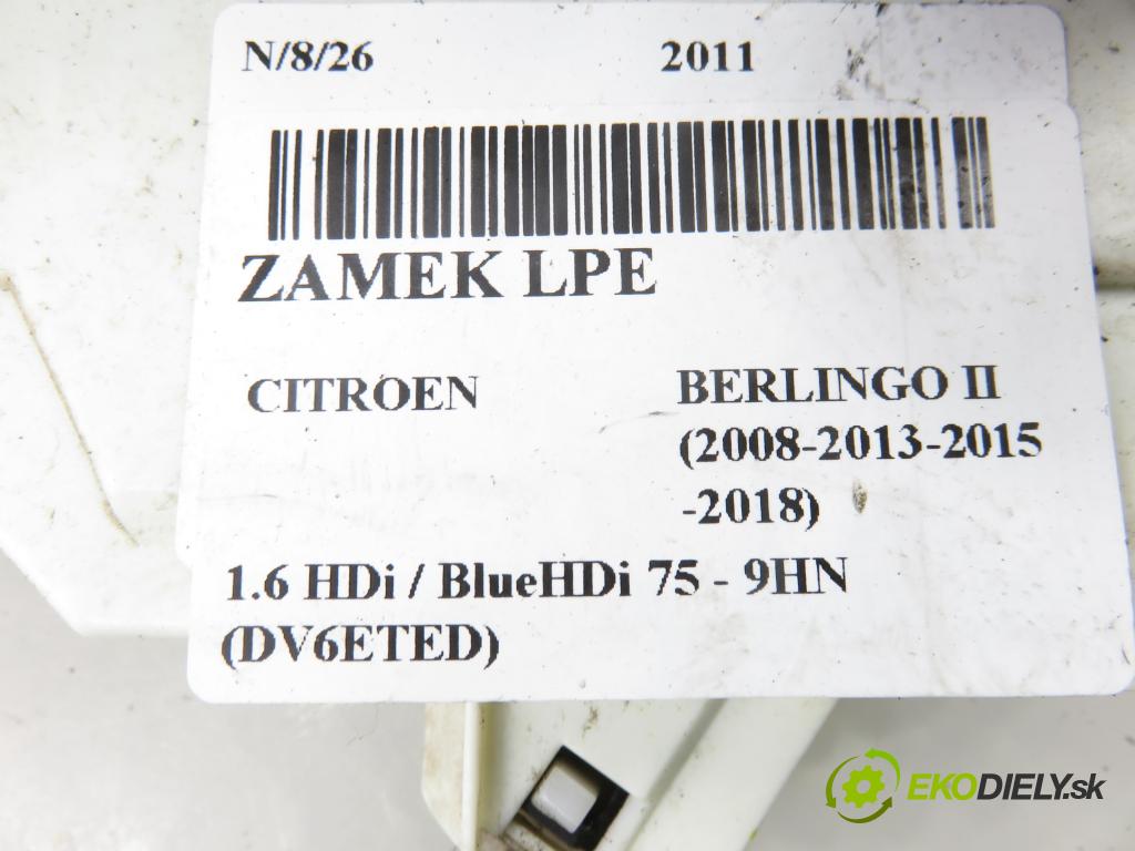 CITROEN BERLINGO Nadwozie pełne/minivan (B9) FURGON 2011 55,00 1.6 HDi / BlueHDi 75 - 9HN (DV6ETED) 1560,00 zámok 828406 ; PSA828406