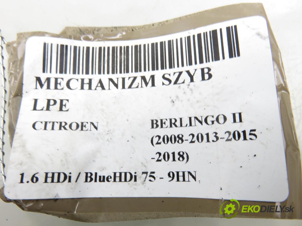 CITROEN BERLINGO Nadwozie pełne/minivan (B9) FURGON 2011 55,00 1.6 HDi / BlueHDi 75 - 9HN (DV6ETED) 1560,00 Mechanizmus okien 402103L