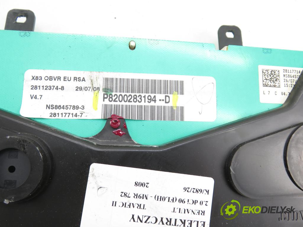RENAULT TRAFIC II Skrzynia (FL) FURGON 2008 0,00 2.0 dCi 90 (FL0H) - M9R 782 1995,00 prístrojovka elektrický P8200283194 ; P8200283194D