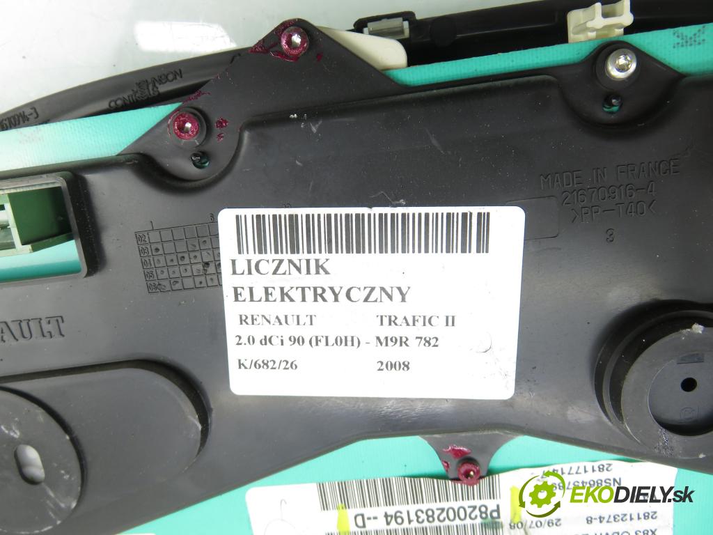 RENAULT TRAFIC II Skrzynia (FL) FURGON 2008 0,00 2.0 dCi 90 (FL0H) - M9R 782 1995,00 prístrojovka elektrický P8200283194 ; P8200283194D