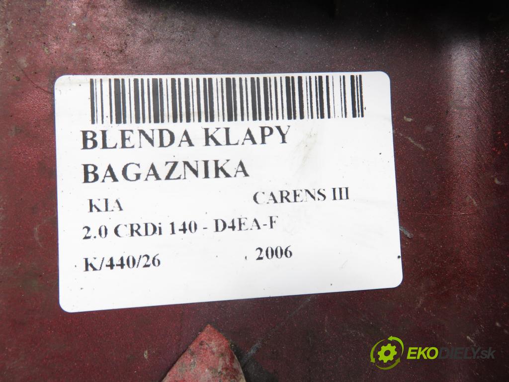 KIA CARENS III (UN) MINIVAN 2006 103,00 2.0 CRDi 140 1991,00 zadní část - čelo dveří kufr 873111D000