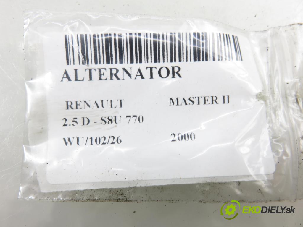 RENAULT MASTER II Platforma / podwozie (ED/HD/UD) KABINA/PLATFORMA 2000 59,00 2.5 D - S8U 770 2499,00 Alternátor 0986042031 (Alternátor)