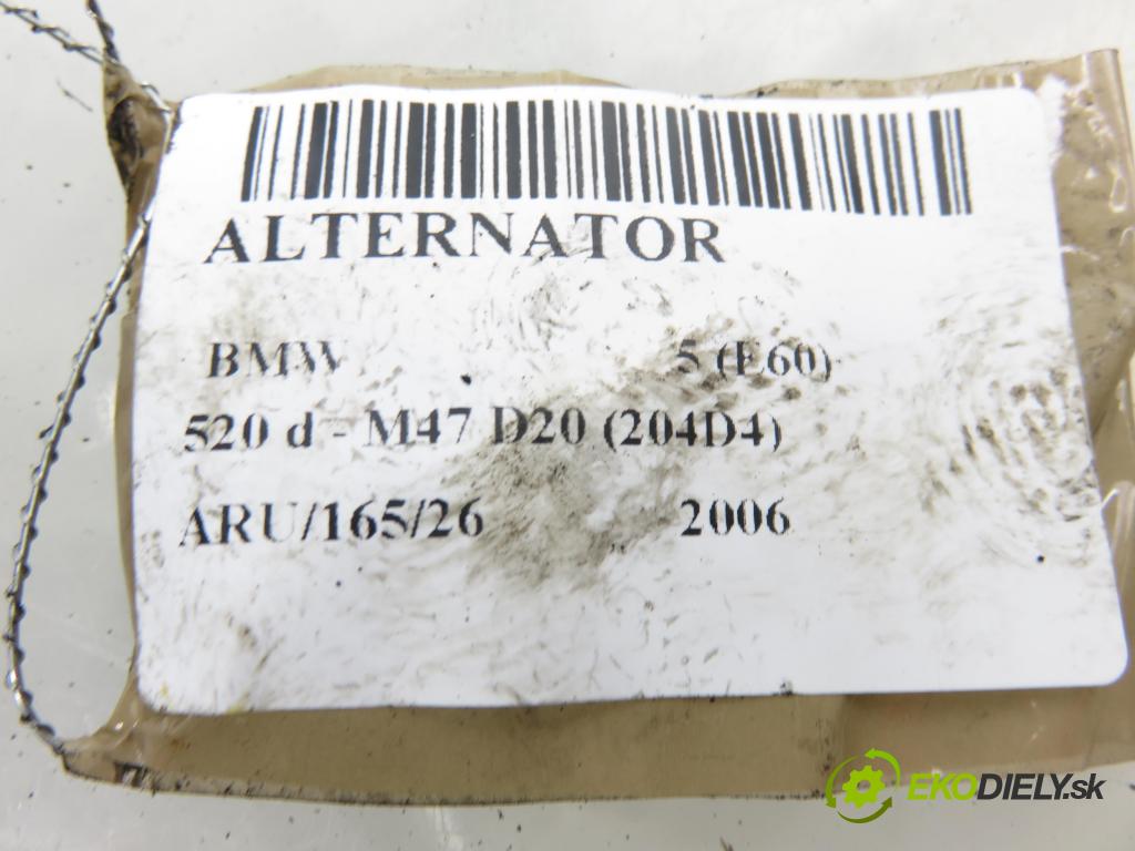 BMW 5 (E60) SEDAN 2006 120,00 520 d - M47 D20 (204D4) 1995,00 Alternátor 7797521 ; 2543304A (Alternátor)