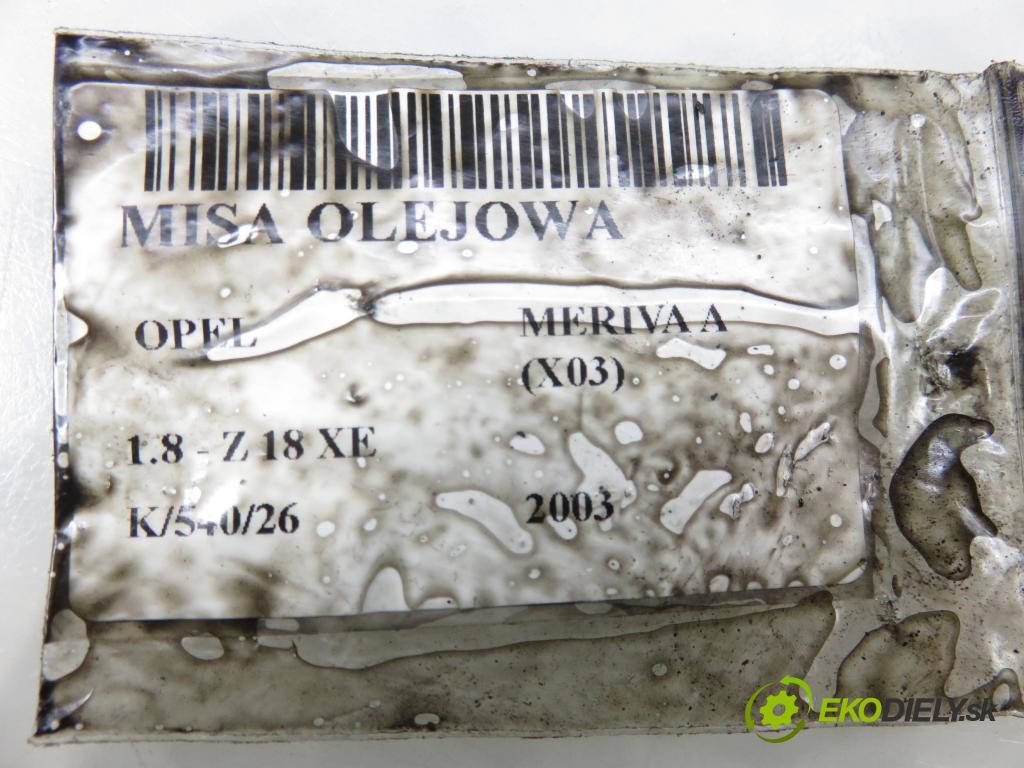OPEL MERIVA A nadwozie wielkoprzestrzenne (MPV) (X03) MINIVAN 2003 92,00 1.8 - Z 18 XE 1796,00 Vaňa olejová 55352660 ; 600514319 (Olejová vaňa)
