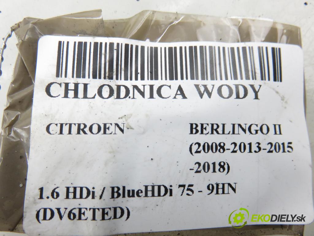 CITROEN BERLINGO Nadwozie pełne/minivan (B9) FURGON 2011 55,00 1.6 HDi / BlueHDi 75 - 9HN (DV6ETED) 1560,00 chladič vody 9680533480