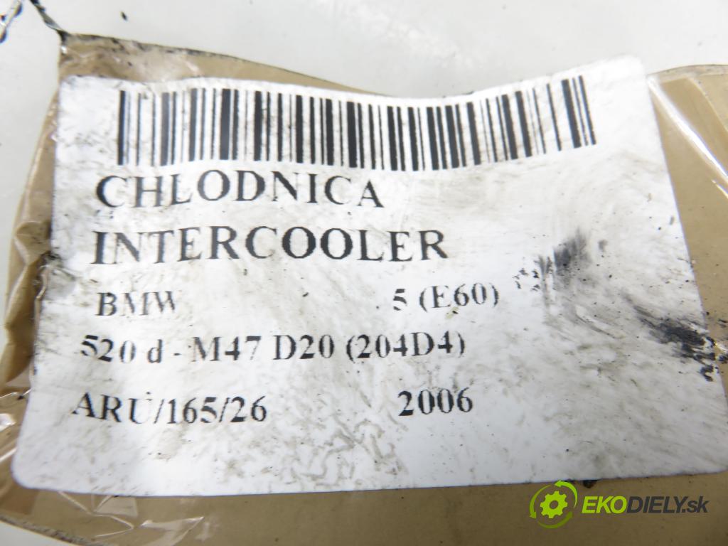 BMW 5 (E60) SEDAN 2006 120,00 520 d - M47 D20 (204D4) 1995,00 chladič intercooler 7795823