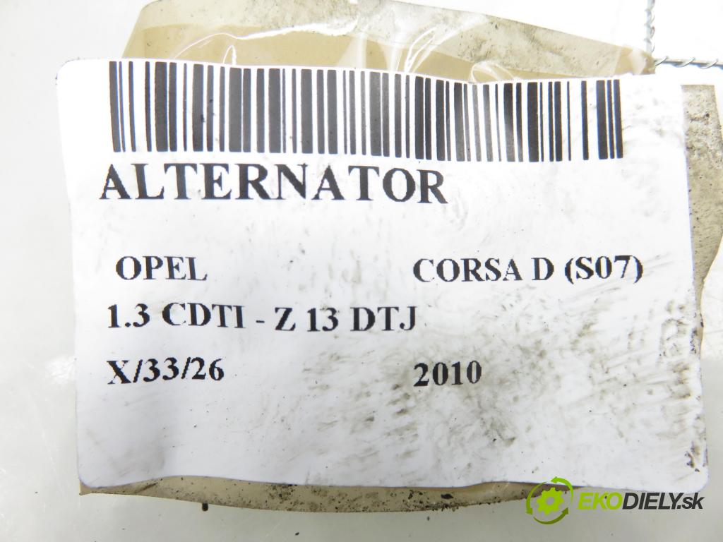 OPEL CORSA D (S07) HB 2010 55,00 1.3 CDTI - Z 13 DTJ 1248,00 Alternátor 13256932 (Alternátor)