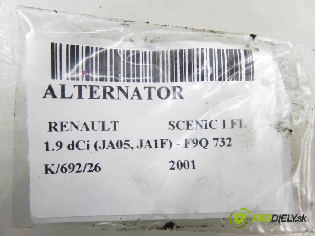 RENAULT SCENIC I (JA0/1_) MINIVAN 2001 75,00 1.9 dCi 102 - F9Q 732 1870,00 Alternátor 8200054588 (Alternátor)