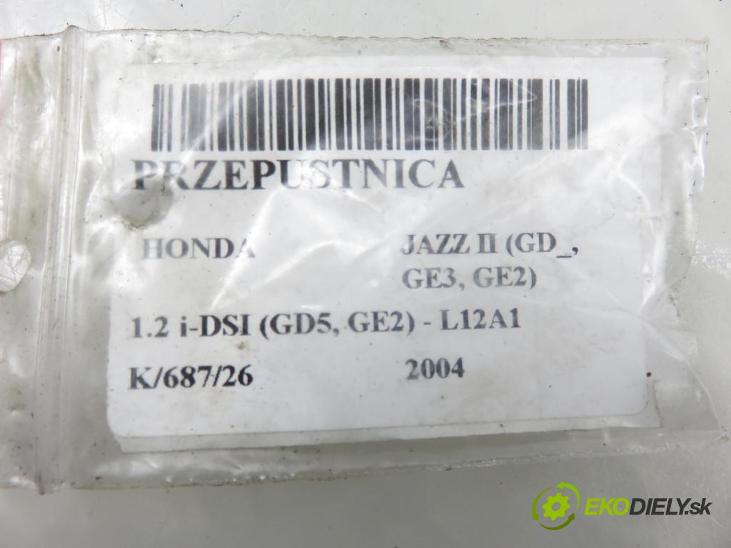 HONDA JAZZ II (GD_, GE3, GE2) HB 2004 57,00 1.2 i-DSI (GD5, GE2) - L12A1 1243,00 škrtíci klapka 0280750141 ; 1362002650 (Škrticí klapka)