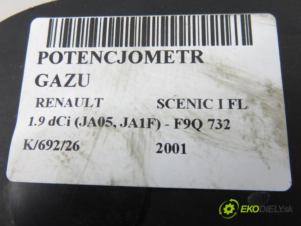 RENAULT SCENIC I (JA0/1_) MINIVAN 2001 75,00 1.9 dCi 102 - F9Q 732 1870,00 potenciometr plynového pedálu 7700431918 ; CTS4089 (Potenciometr plynového pedálu)