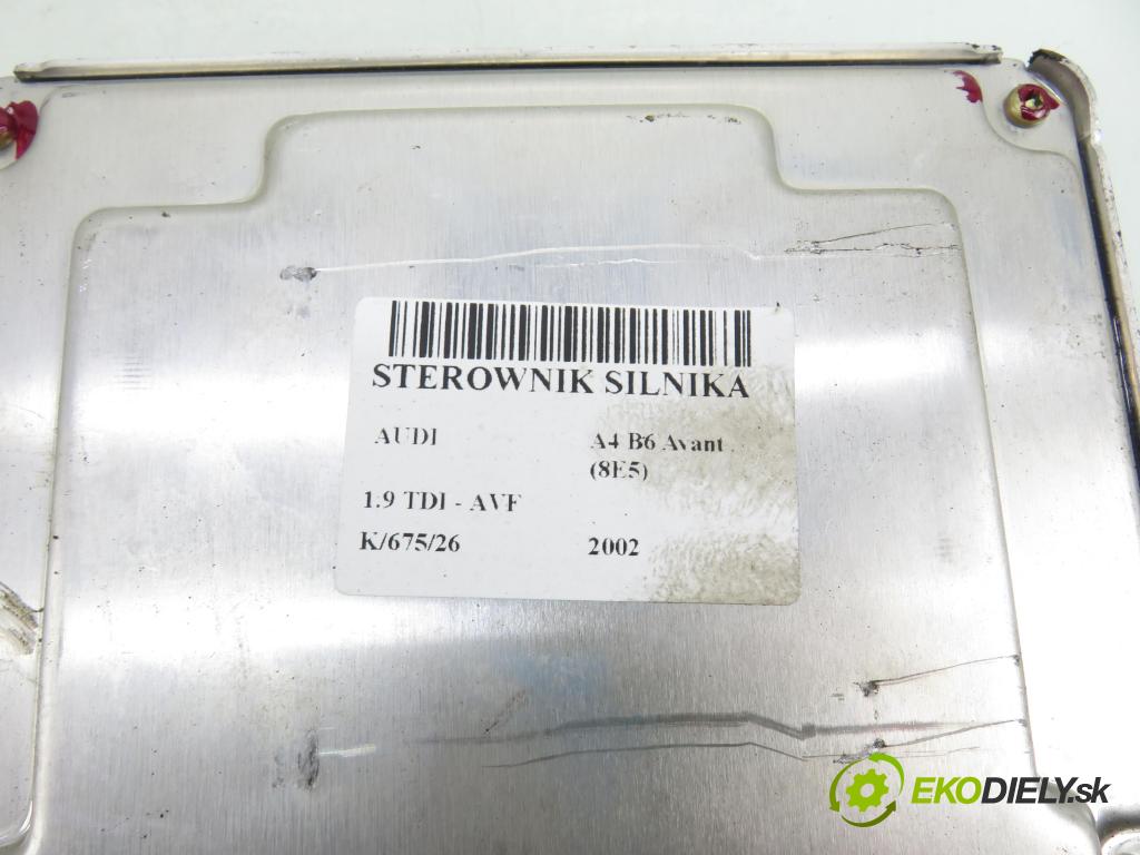 AUDI A4 Avant (8E5, B6) KOMBI 2002 96,00 1.9 TDI PD 130 - AVF 1896,00 Riadiaca jednotka Motor 038906019JL ; 0281011036
