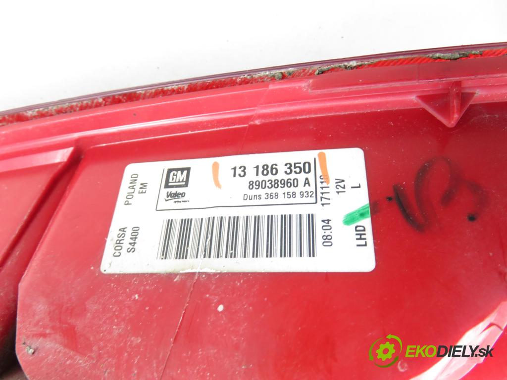 OPEL CORSA D (S07) HB 2010 55,00 1.3 CDTI - Z 13 DTJ 1248,00 Svetlo ľavé zadné 13186350