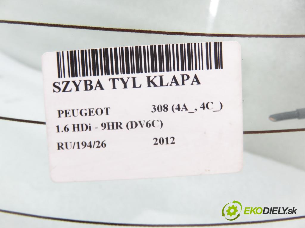 PEUGEOT 308 (4A_, 4C_) HB 2012 0,00 1.6 HDi - 9HR (DV6C) 1560,00 okno ZADNÍ: kapota