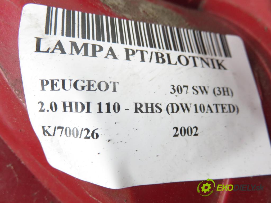 PEUGEOT 307 SW (3H) KOMBI 2002 79,00 2.0 HDI 110 - RHS 1997,00 světlo pravé zadní