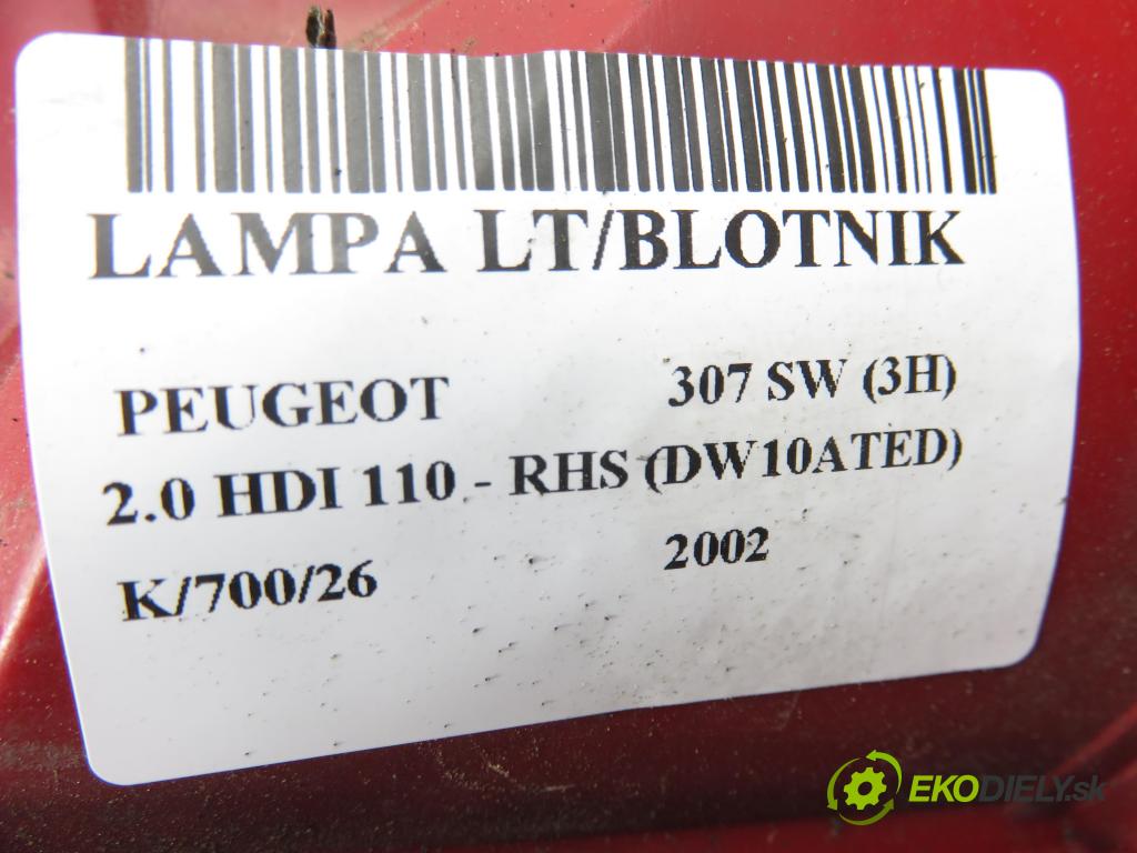 PEUGEOT 307 SW (3H) KOMBI 2002 79,00 2.0 HDI 110 - RHS 1997,00 světlo levé zadní