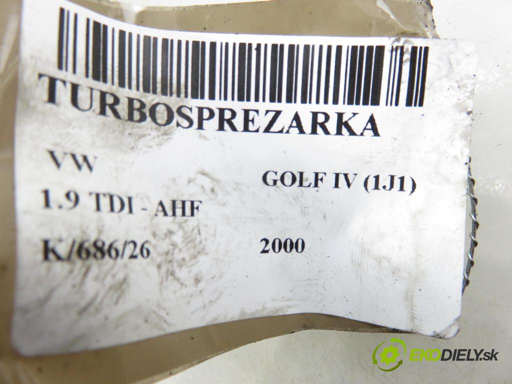 VW GOLF IV (1J1) HB 2000 81,00 1.9 TDI - AHF 1896,00 RYCHLONABÍJEČKA: 038253019A (Kompletní turbodmychadlo)
