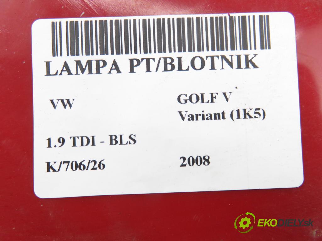 VW GOLF V Variant (1K5) KOMBI 2008 77,00 1.9 TDI - BLS 1896,00 Svetlo pravé zadné 1K9945096D ; 1K9945112A
