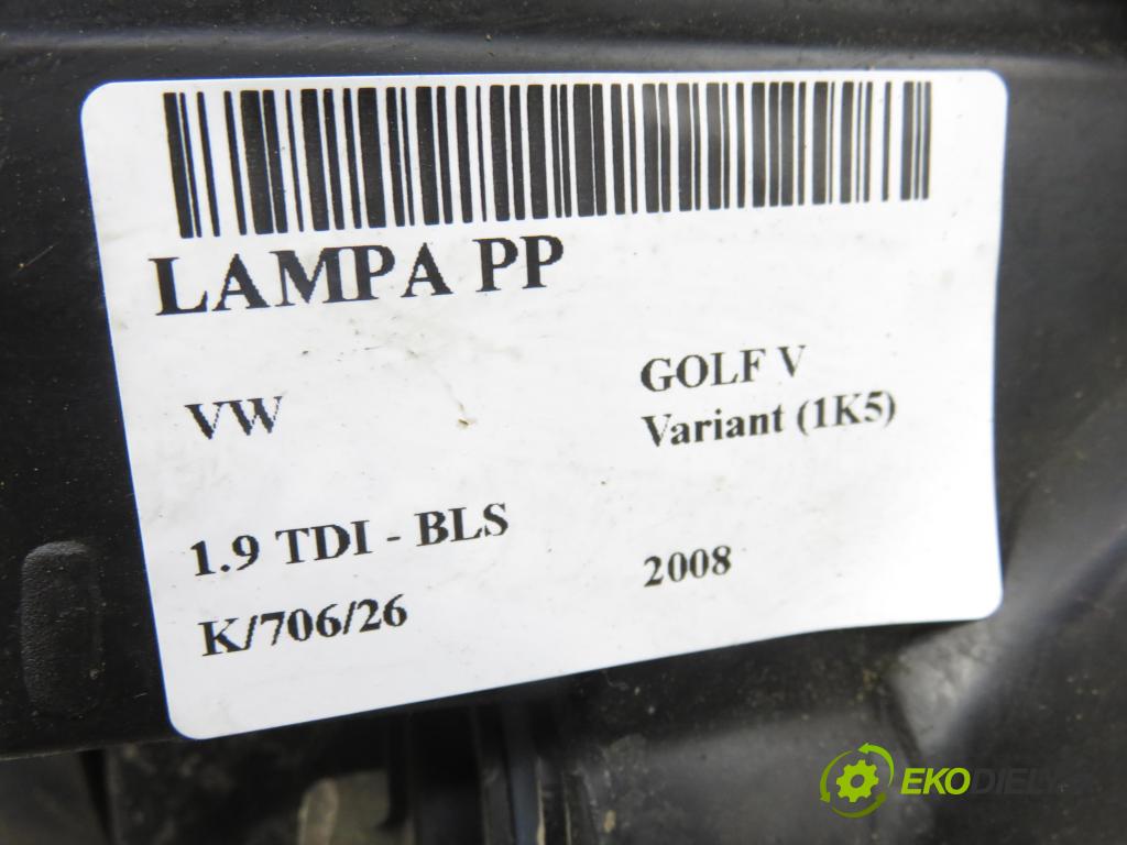 VW GOLF V Variant (1K5) KOMBI 2008 77,00 1.9 TDI - BLS 1896,00 Svetlo PP