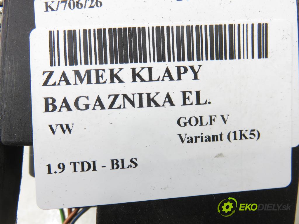 VW GOLF V Variant (1K5) KOMBI 2008 77,00 1.9 TDI - BLS 1896,00 zámok dverí kufor EL. 5M0827505B ; 3C9827645A