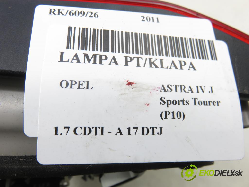 OPEL ASTRA J Sports Tourer (P10) KOMBI 2011 81,00 1.7 CDTI - A 17 DTJ 1686,00 světlo pravé zadní kufr 13282247
