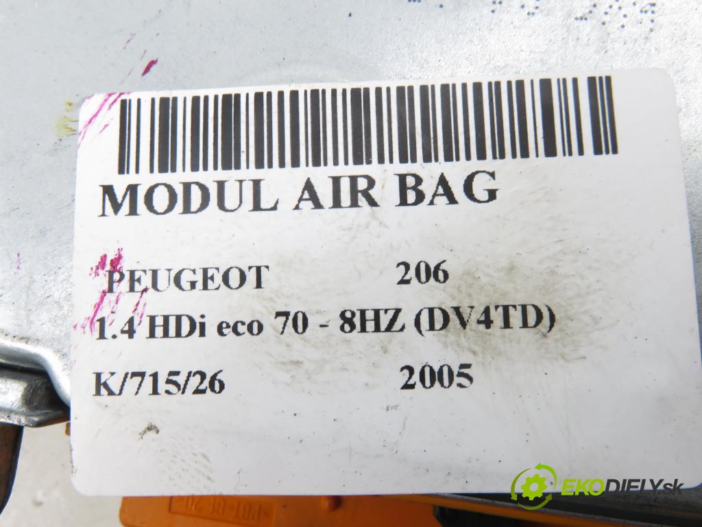 PEUGEOT 206 liftback (2A/C) HB 2005 50,00 1.4 HDi 8V 70 - 8HZ 1398,00 MODUL air BAG 9658285080 ; 603201200