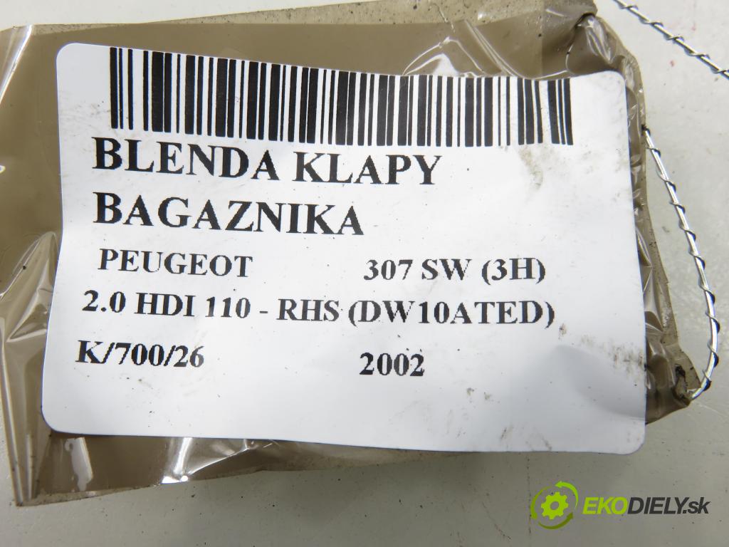 PEUGEOT 307 SW (3H) KOMBI 2002 79,00 2.0 HDI 110 - RHS 1997,00 Zadné čelo dverí kufor 9638615777 ; 9638615777D
