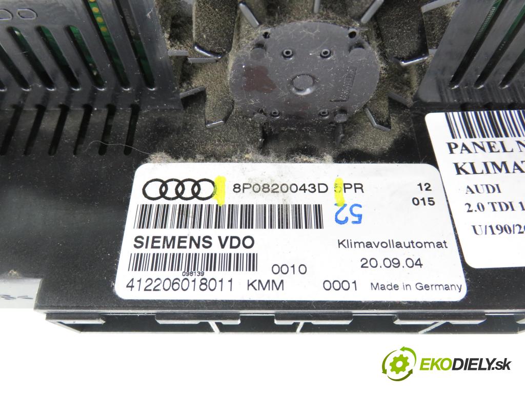 AUDI A3 (8P1) HB 2004 103,00 2.0 TDI 16V quattro - BKD 1968,00 Panel topení KLIMATRONIK 8P0820043D