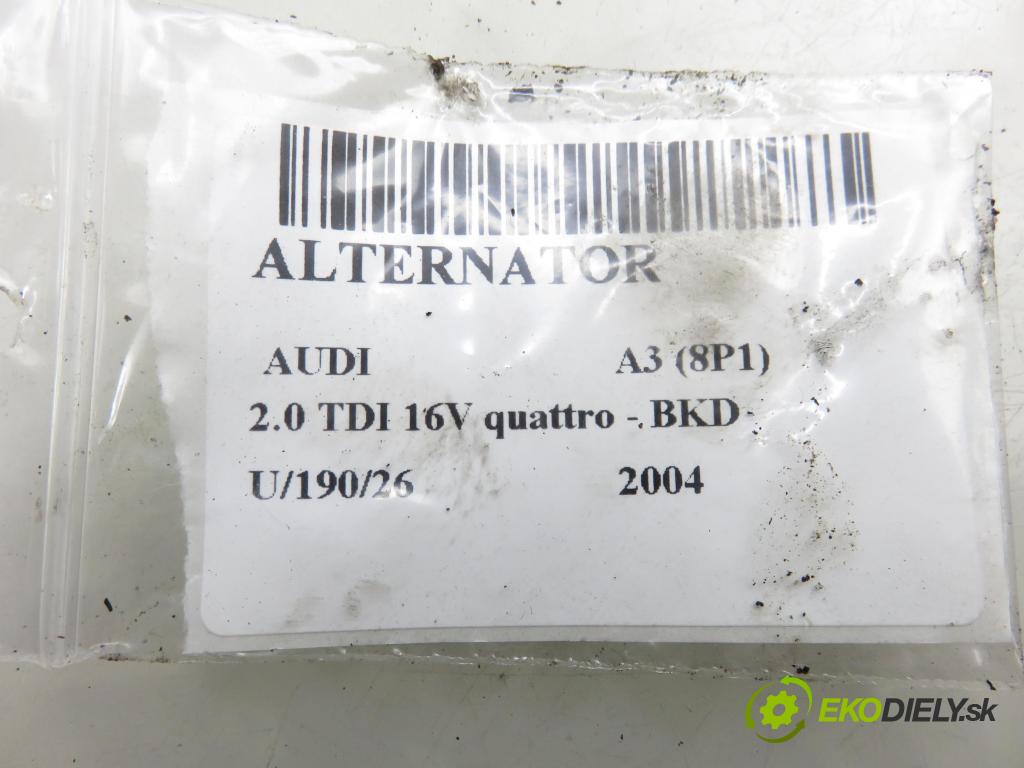 AUDI A3 (8P1) HB 2004 103,00 2.0 TDI 16V quattro - BKD 1968,00 Alternátor 06F903023F ; 0124525066 (Alternátor)