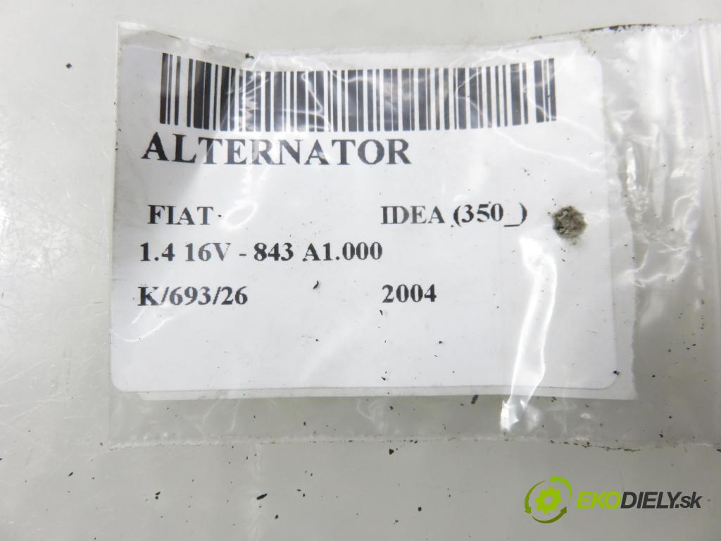 FIAT IDEA (350_) MINIVAN 2004 70,00 1.4 16V 95 - 843 A1.000 1368,00 Alternátor A115IM (Alternátor)