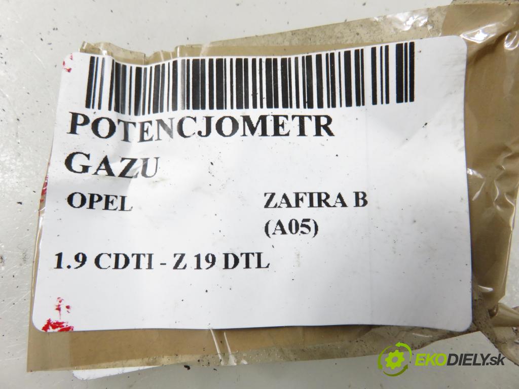 OPEL ZAFIRA B (A05) MINIVAN 2006 74,00 1.9 CDTI 8V 101 - Z 19 DTL 1910,00 Potenciometer plynu 9202341BT ; 6PV00811400 (Potenciometer plynového pedálu)