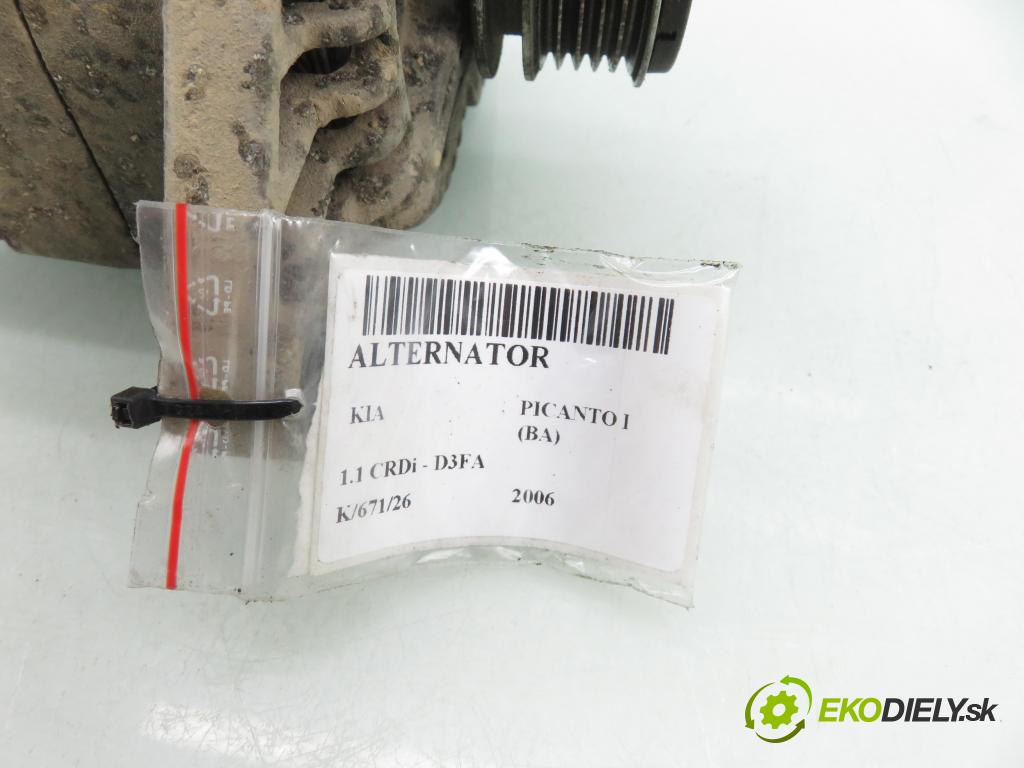 KIA PICANTO (BA) HB 2006 55,00 1.1 CRDi - D3FA 1120,00 Alternátor 373002A010 ; 2655103 (Alternátor)