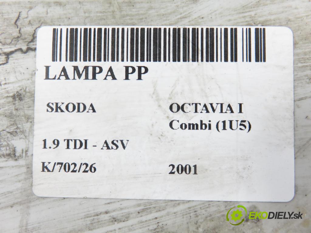 SKODA OCTAVIA I Combi (1U5) KOMBI 2001 81,00 1.9 TDI 110 - ASV 1896,00 Svetlo PP