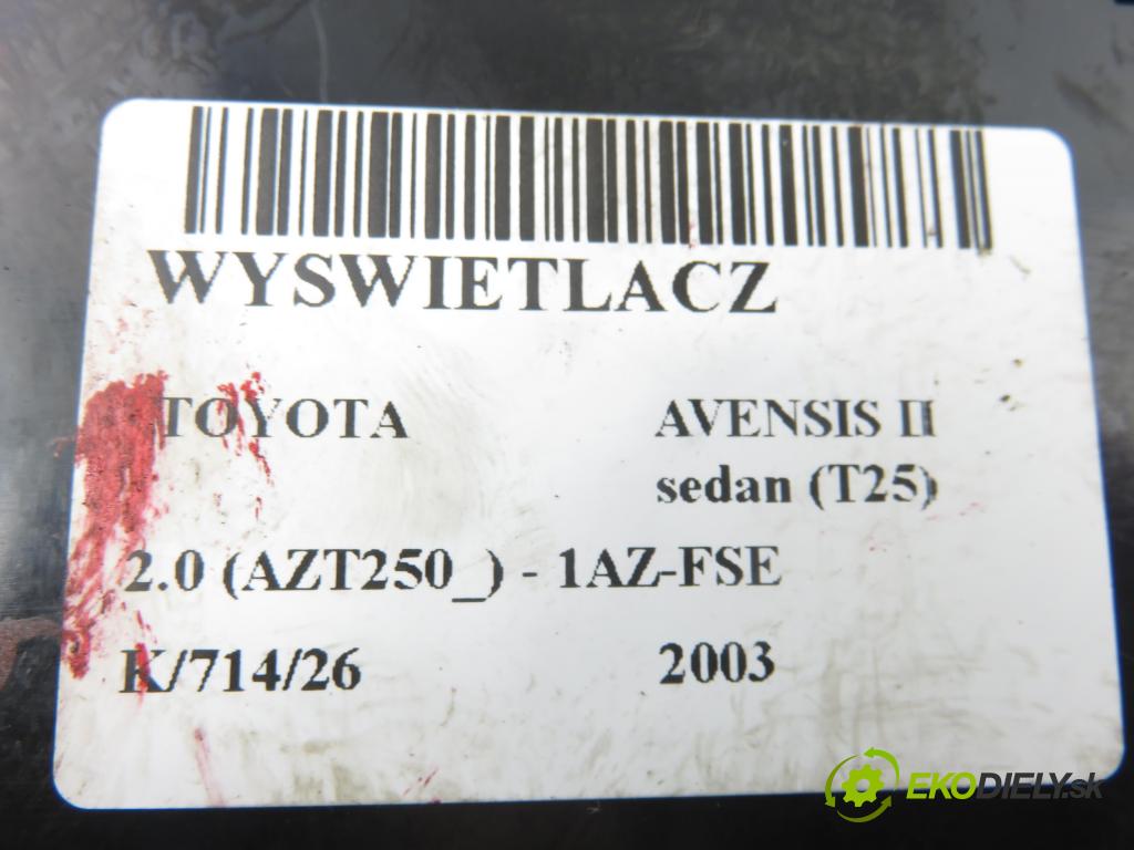 TOYOTA AVENSIS sedan (_T25_) SEDAN 2003 108,00 2.0 (AZT250_) - 1AZ-FSE 1998,00 ZOBRAZIT: