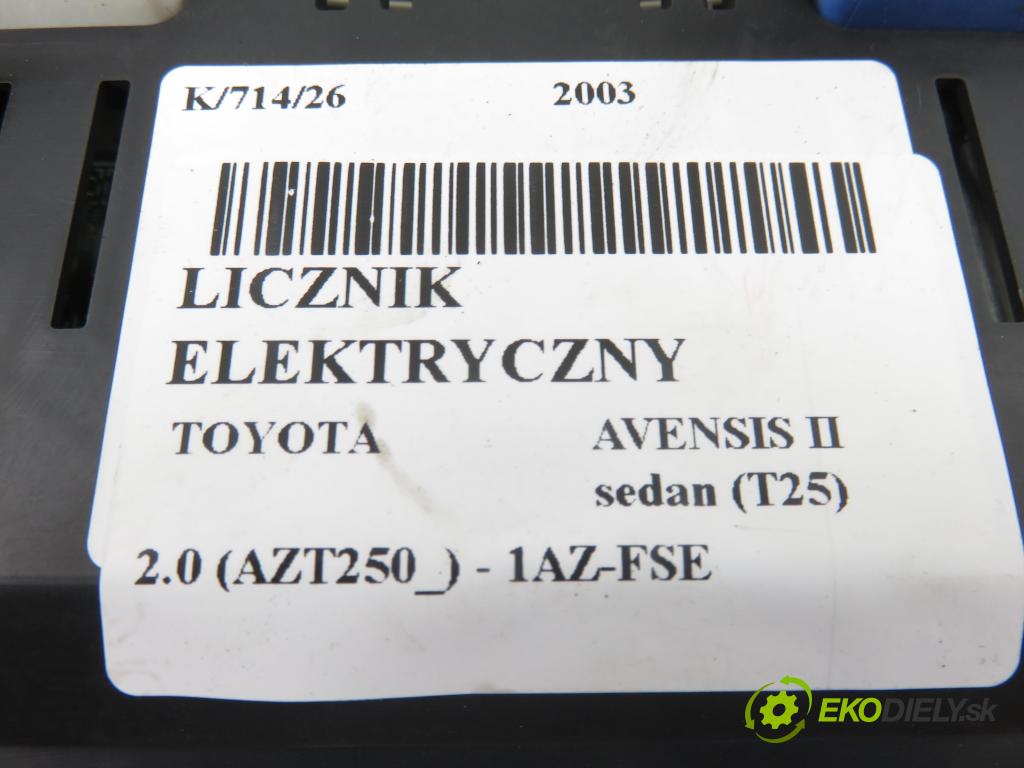 TOYOTA AVENSIS sedan (_T25_) SEDAN 2003 108,00 2.0 (AZT250_) - 1AZ-FSE 1998,00 Prístrojovka elektrický 8380005570H ; MB2574109804