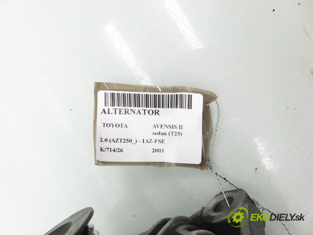 TOYOTA AVENSIS sedan (_T25_) SEDAN 2003 108,00 2.0 (AZT250_) - 1AZ-FSE 1998,00 Alternátor 0986046120 (Alternátor)