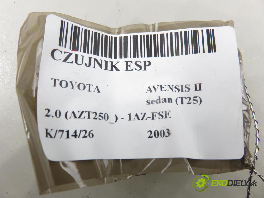 TOYOTA AVENSIS sedan (_T25_) SEDAN 2003 108,00 2.0 (AZT250_) - 1AZ-FSE 1998,00 snímač ESP 0265005273 ; 8918305020