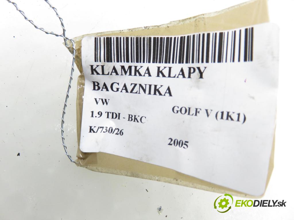 VW GOLF V (1K1) HB 2005 77,00 1.9 TDI PD 105 - BKC 1896,00 Kľučka dverí kufor 1K0827469D
