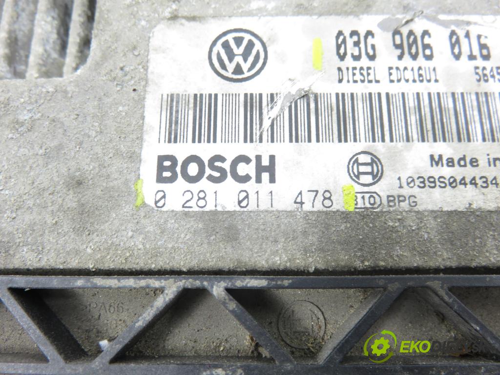 VW GOLF V (1K1) HB 2005 77,00 1.9 TDI PD 105 - BKC 1896,00 řídící jednotka motora 03G906016B ; 0281011478