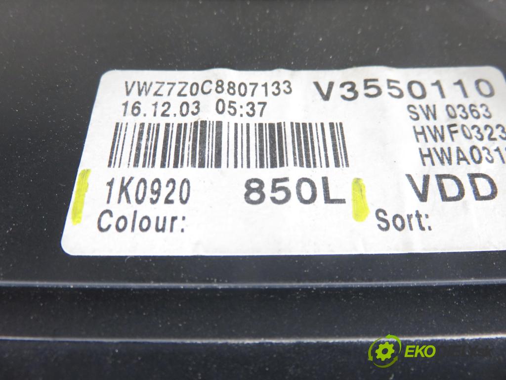 VW GOLF V (1K1) HB 2005 77,00 1.9 TDI PD 105 - BKC 1896,00 prístrojovka elektrický 1K0920850L