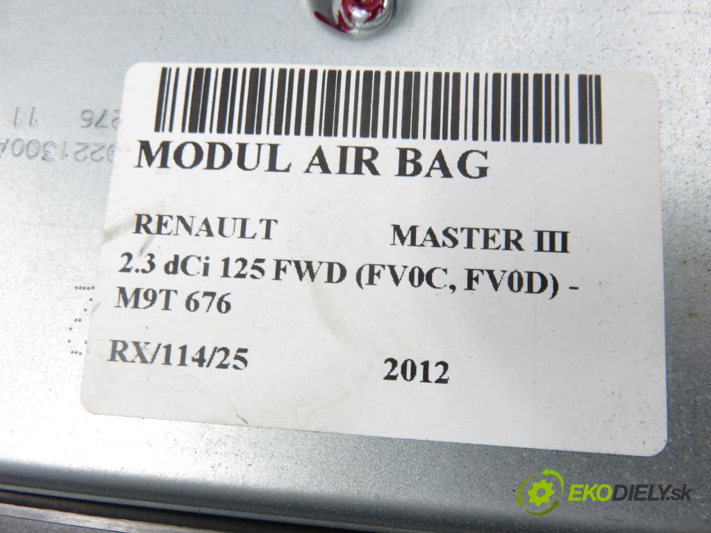 RENAULT MASTER III Skrzynia (FV) FURGON 2012 92,00 2.3 dCi 125 FWD (FV0C, FV0D) - M9T 676 2298,00 MODUL air BAG 8200942209A ; 611136500