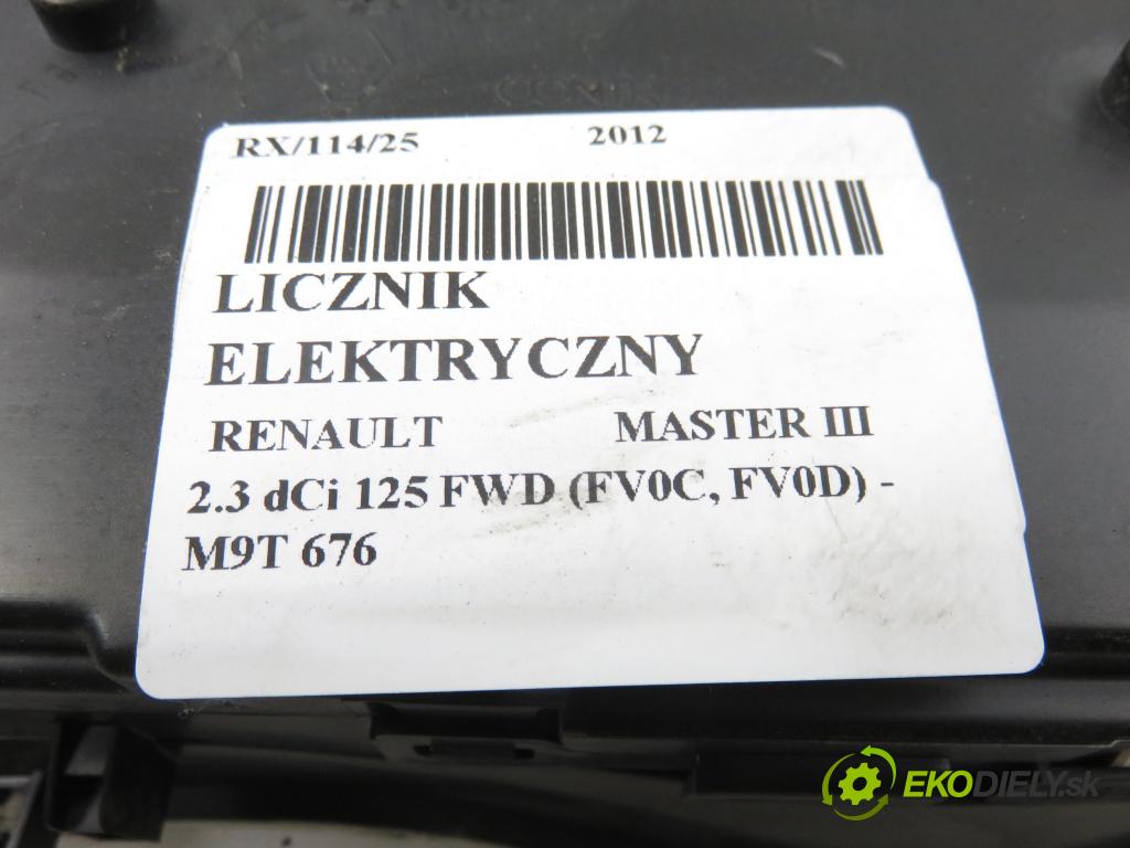 RENAULT MASTER III Skrzynia (FV) FURGON 2012 92,00 2.3 dCi 125 FWD (FV0C, FV0D) - M9T 676 2298,00 prístrojovka elektrický P248109785R ; P248109785RC