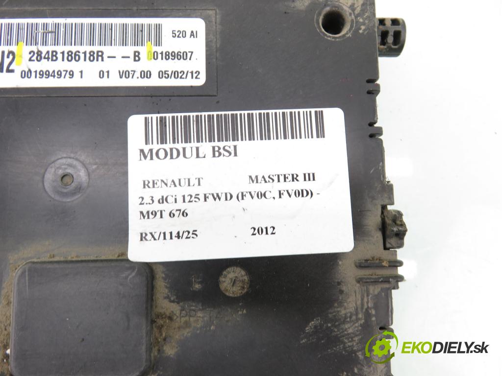 RENAULT MASTER III Skrzynia (FV) FURGON 2012 92,00 2.3 dCi 125 FWD (FV0C, FV0D) - M9T 676 2298,00 MODUL BCM 284B18618R ; 284B18618RB