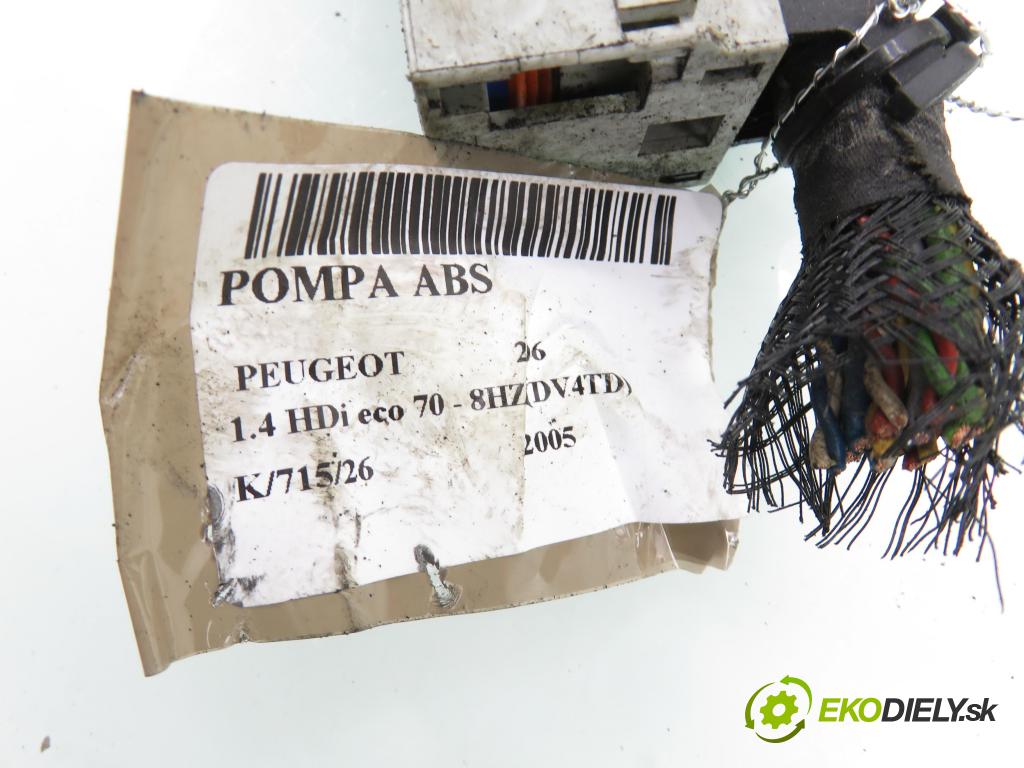 PEUGEOT 206 liftback (2A/C) HB 2005 50,00 1.4 HDi 8V 70 - 8HZ 1398,00 pumpa ABS 10097011283 ; 9659136980 ; 10020700684 (Pumpa ABS)