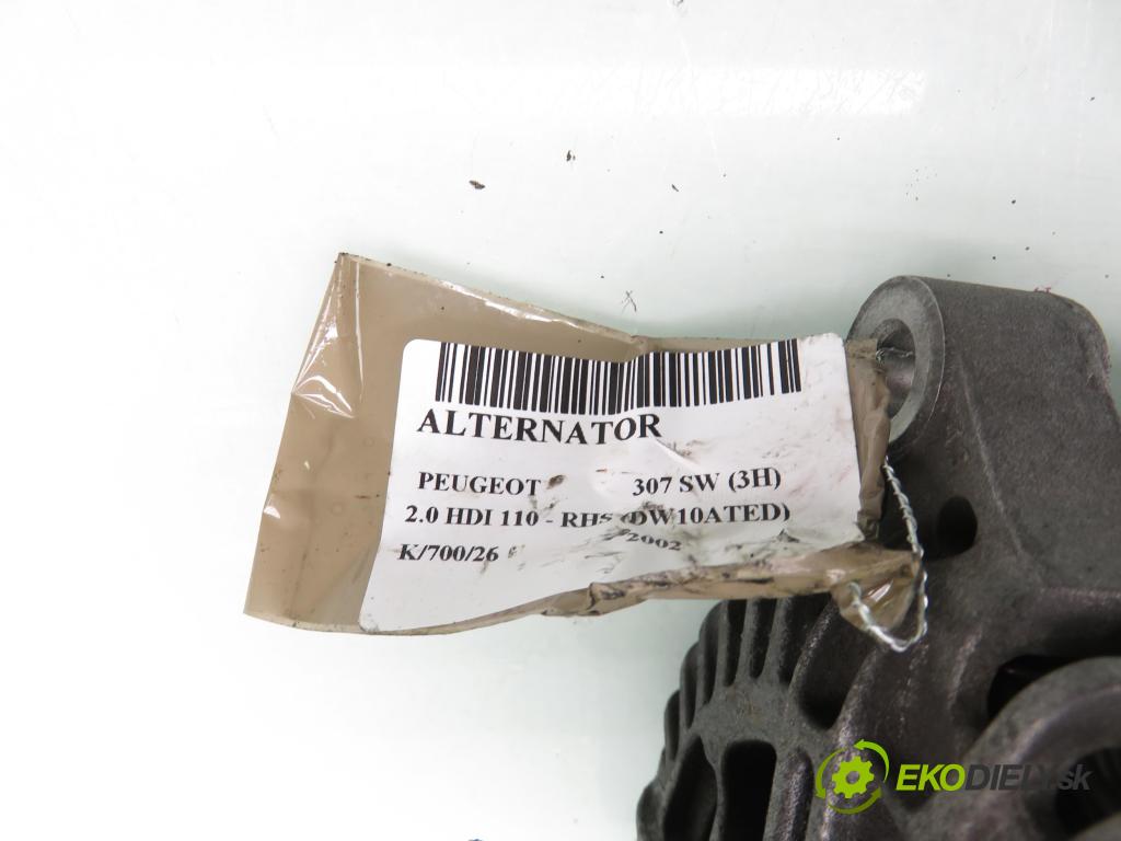 PEUGEOT 307 SW (3H) KOMBI 2002 79,00 2.0 HDI 110 - RHS (DW10ATED) 1997,00 Alternátor 9646476280 (Alternátor)