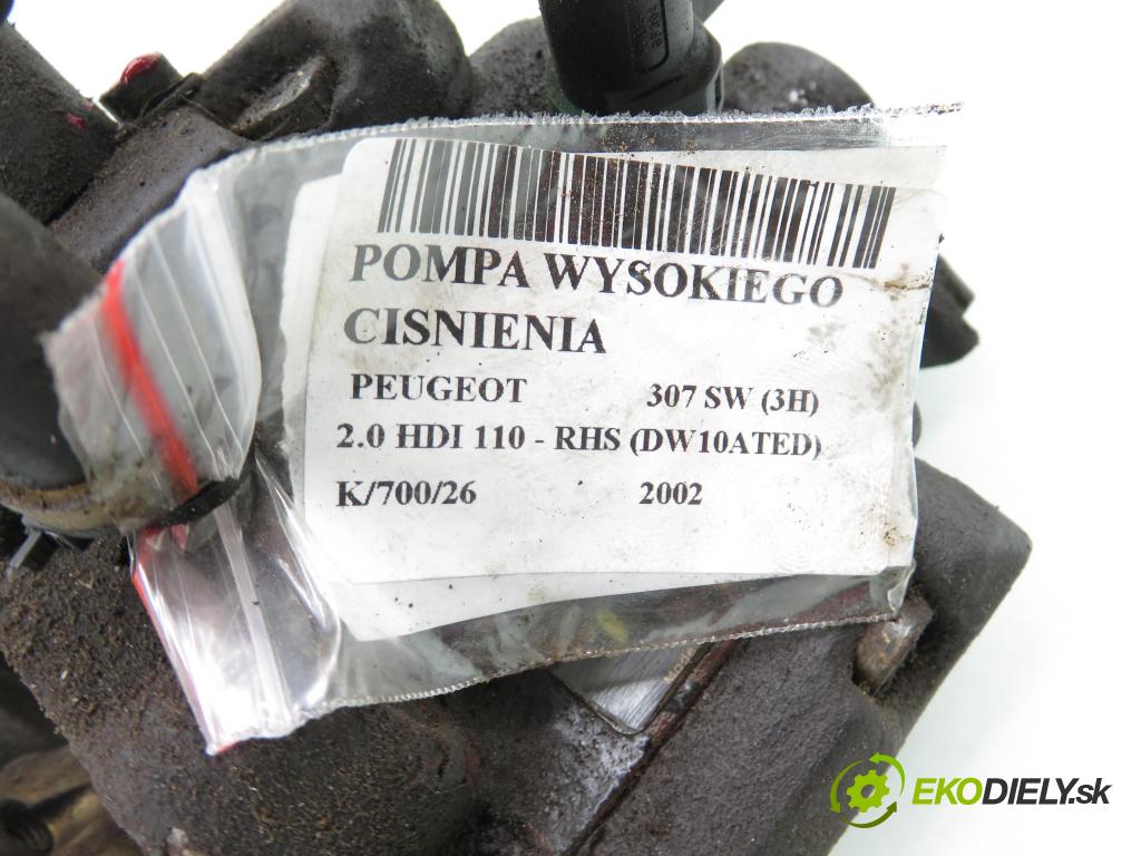PEUGEOT 307 SW (3H) KOMBI 2002 79,00 2.0 HDI 110 - RHS 1997,00 Pumpa vysokého tlaku 0445010046 ; 0281002493