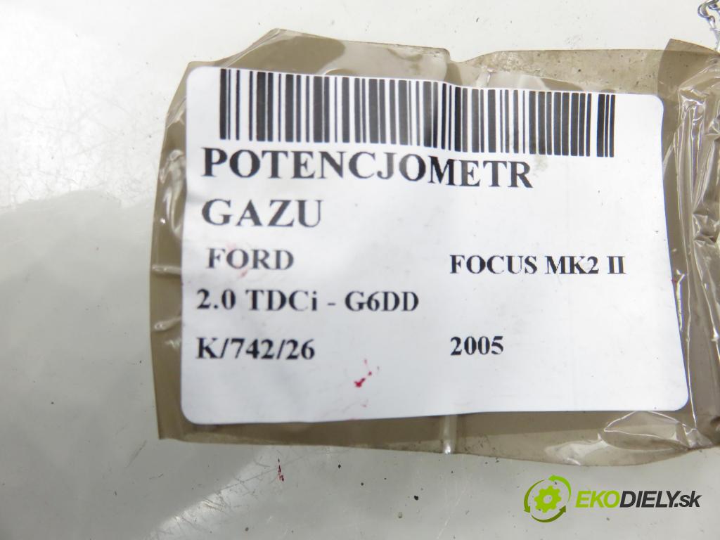 FORD FOCUS II (DA_, HCP) HB 2005 100,00 2.0 TDCi - G6DD 1997,00 Potenciometer plynu 6PV00864101 ; 4M519F836AH (Potenciometer plynového pedálu)